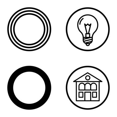 Daireler 1-2 Düz Simge Seti Beyaz Arkaplanda İzole Edildi