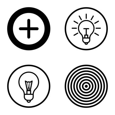 Daireler 1-2 Düz Simge Seti Beyaz Arkaplanda İzole Edildi