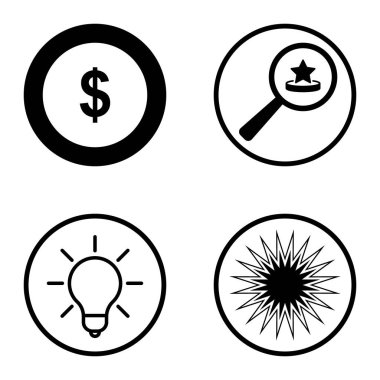 Daireler 1-2 Düz Simge Seti Beyaz Arkaplanda İzole Edildi