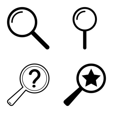 Büyüteçler Düz Simge Seti Beyaz Arkaplanda İzole Edildi