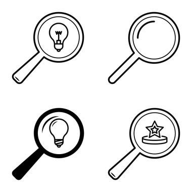 Büyüteçler Düz Simge Seti Beyaz Arkaplanda İzole Edildi