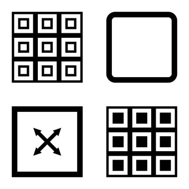 Kare Düz Simge Seti Beyaz Arkaplanda İzole Edildi