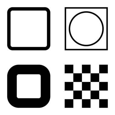 Kare Düz Simge Seti Beyaz Arkaplanda İzole Edildi