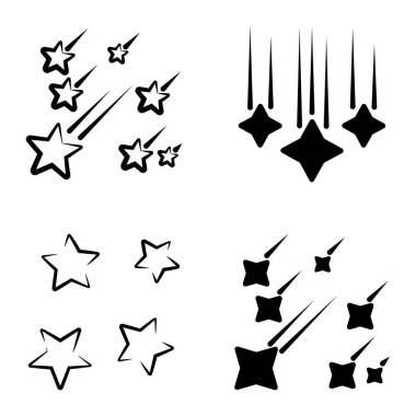 Yıldız Şelalesi Düz Simge Seti Beyaz Arkaplanda İzole Edildi