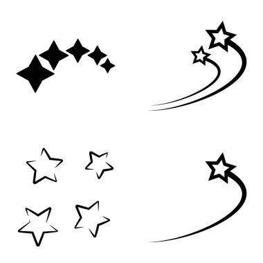 Yıldız Şelalesi Düz Simge Seti Beyaz Arkaplanda İzole Edildi