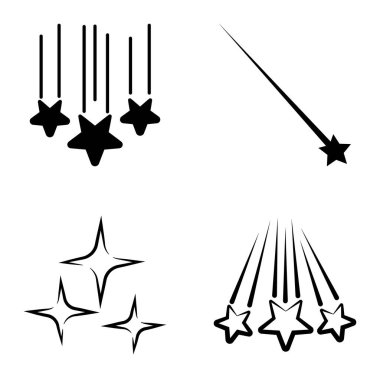 Yıldız Şelalesi Düz Simge Seti Beyaz Arkaplanda İzole Edildi