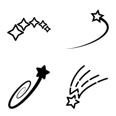 Yıldız Şelalesi Düz Simge Seti Beyaz Arkaplanda İzole Edildi