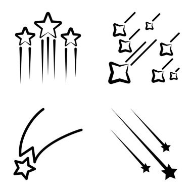 Yıldız Şelalesi Düz Simge Seti Beyaz Arkaplanda İzole Edildi