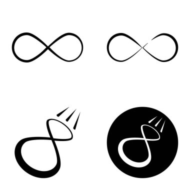 Sonsuz Düz Simge Seti Beyaz Arkaplanda İzole Edildi