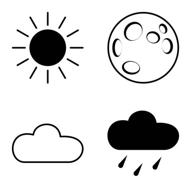 Hava Durumu Düz Simgesi Beyaz Arkaplanda İzole Edildi