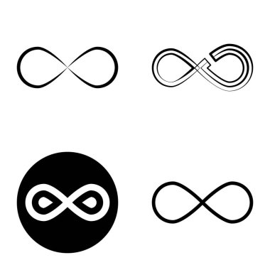 Sonsuz Düz Simge Seti Beyaz Arkaplanda İzole Edildi
