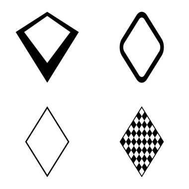 Rhombus Düz Simge Seti Beyaz Arkaplanda İzole Edildi