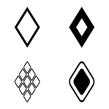 Rhombus Düz Simge Seti Beyaz Arkaplanda İzole Edildi