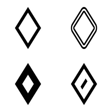Rhombus Düz Simge Seti Beyaz Arkaplanda İzole Edildi