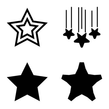 Yıldız1-2 Yıldız Şelalesi Düz Simge Seti Beyaz Arkaplanda İzole Edildi