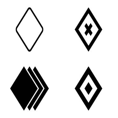 Rhombus Düz Simge Seti Beyaz Arkaplanda İzole Edildi