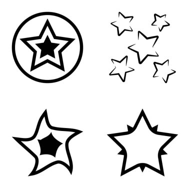 Yıldız1-2 Yıldız Şelalesi Düz Simge Seti Beyaz Arkaplanda İzole Edildi