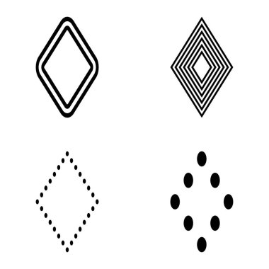 Rhombus Düz Simge Seti Beyaz Arkaplanda İzole Edildi