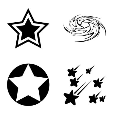 Yıldız1-2 Yıldız Şelalesi Düz Simge Seti Beyaz Arkaplanda İzole Edildi