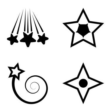 Yıldız1-2 Yıldız Şelalesi Düz Simge Seti Beyaz Arkaplanda İzole Edildi