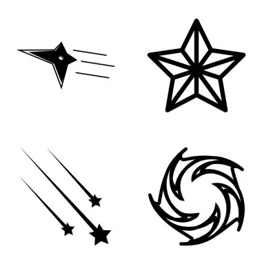 Yıldız1-2 Yıldız Şelalesi Düz Simge Seti Beyaz Arkaplanda İzole Edildi