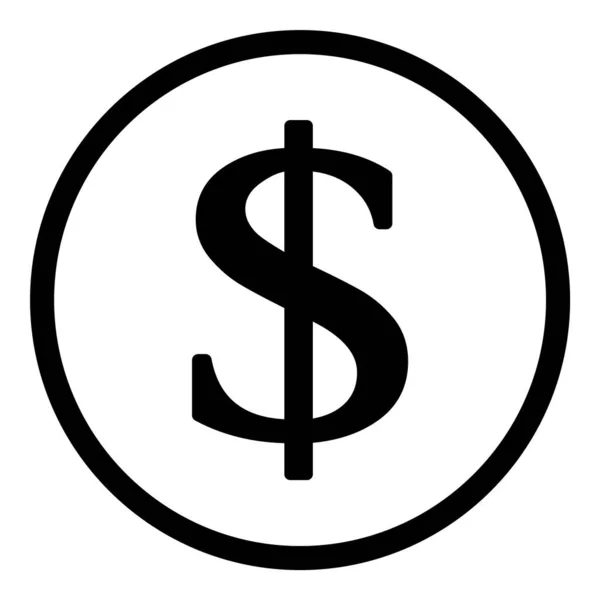 Dollar Monnaie Argent Icône Plate Isolé Sur Fond Blanc — Image vectorielle