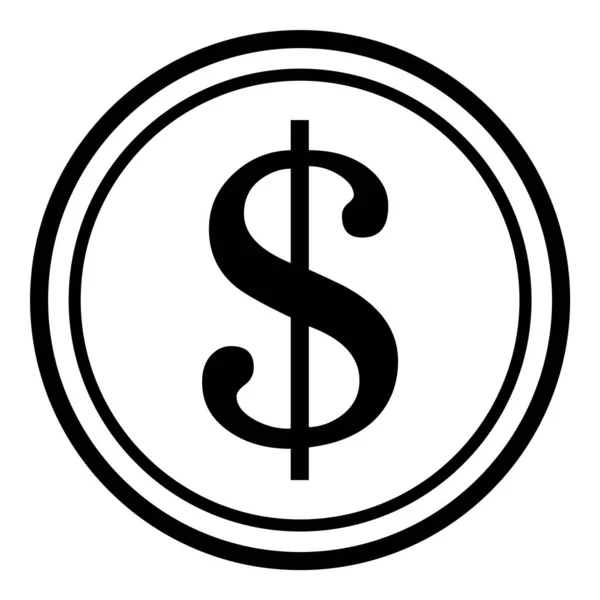 Dollar Monnaie Argent Icône Plate Isolé Sur Fond Blanc — Image vectorielle