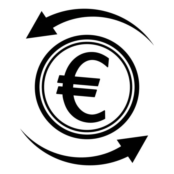Euro Exchange Reciclagem Ícone Plano Isolado Fundo Branco — Vetor de Stock