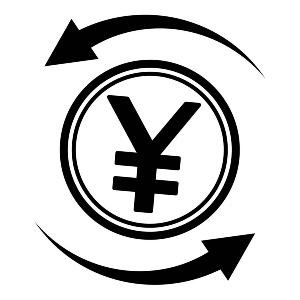 Yen Yuan Exchange Icono Plano Reciclaje Aislado Sobre Fondo Blanco — Vector de stock