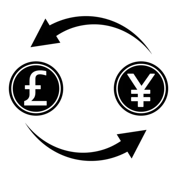Euro Dólar Libra Yen Bitcoin Intercambio Reciclaje Icono Plano Aislado — Vector de stock