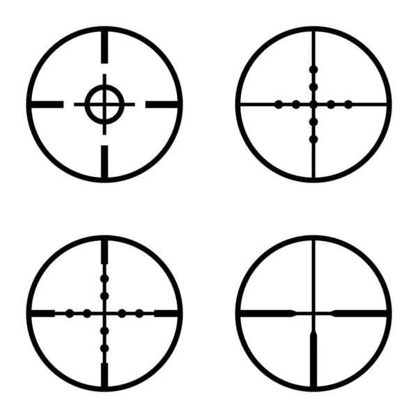 Crosshairs Düz Simge Seti Beyaz Arkaplanda İzole Edildi