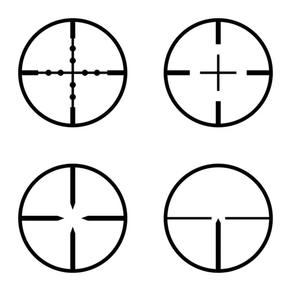 Crosshairs Flat Icon Set Isolated White Background — Stock Vector