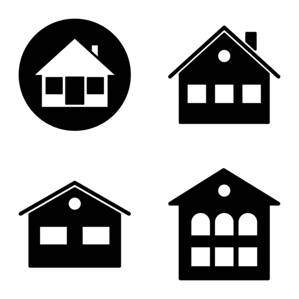 Conjunto Iconos Planos Casas Aisladas Sobre Fondo Blanco — Vector de stock