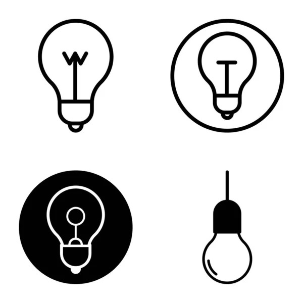 Glühbirnen Flat Icon Set Isoliert Auf Weißem Hintergrund — Stockvektor
