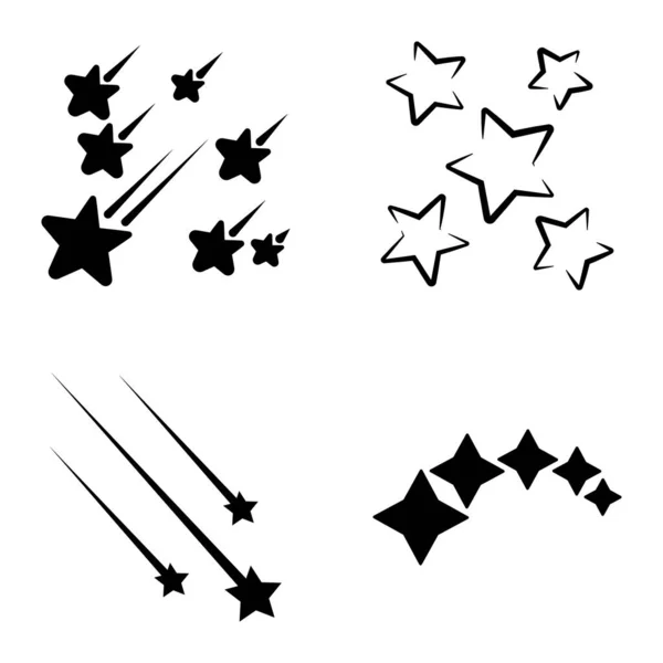 Starfall Flat Icon Set Isolated White Background — ストックベクタ