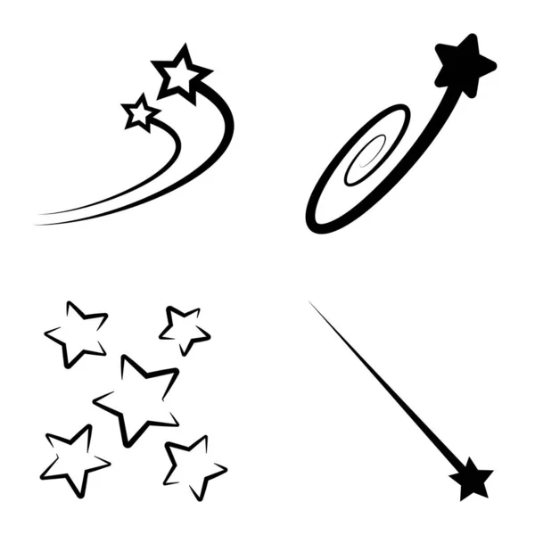 Starfall Flat Icon Set Isoliert Auf Weißem Hintergrund — Stockvektor