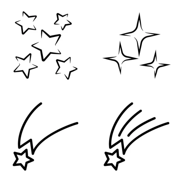 Starfall Flat Icon Set Isolated White Background — ストックベクタ