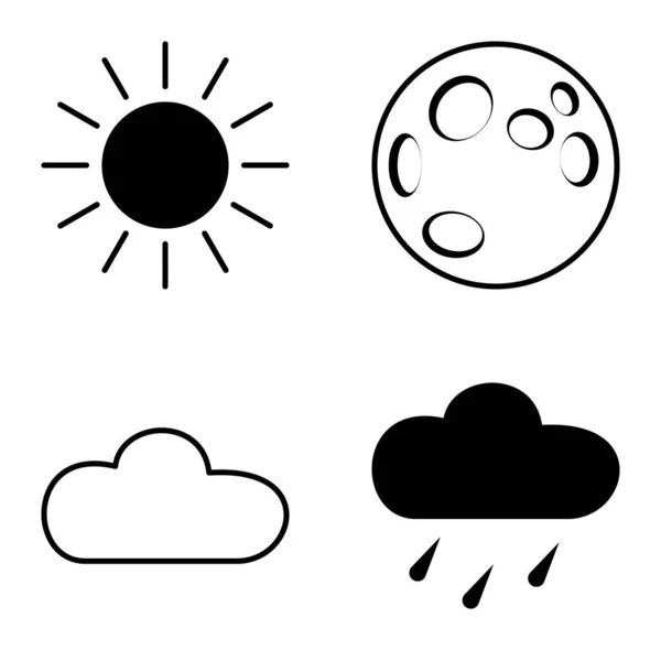 天気フラットアイコンセット白の背景に隔離 — ストックベクタ