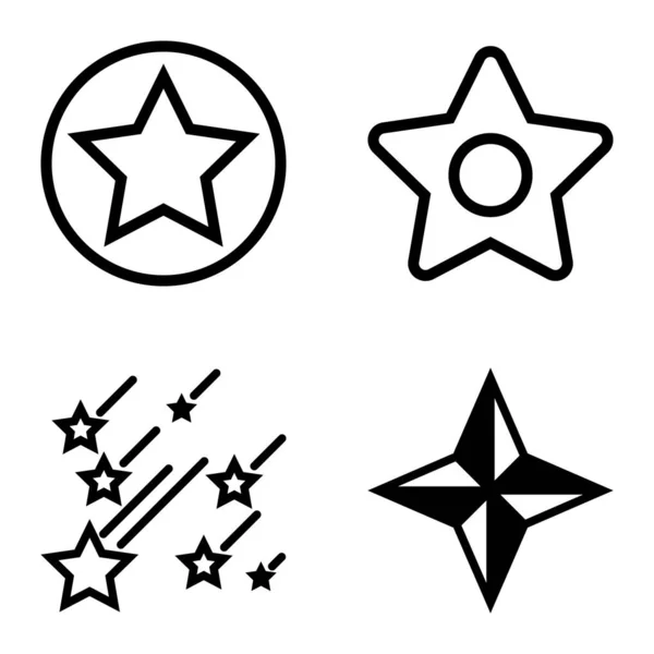 Stars1 2Starfall Icono Plano Conjunto Aislado Sobre Fondo Blanco — Archivo Imágenes Vectoriales