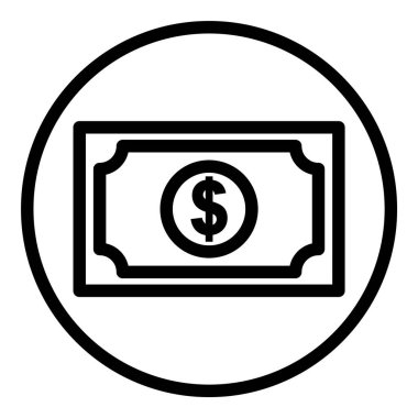Beyaz arka plan üzerinde izole Doları banknot düz simgesi