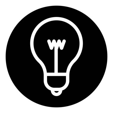 Ampul Fikri Düz Simgesi Beyaz Arkaplanda İzole Edildi