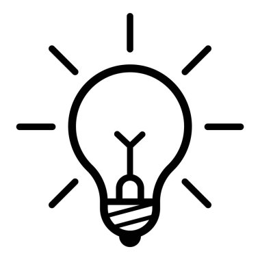 Ampul Fikri Ampulü Parlak Düz Simge Beyaz Arkaplanda İzole Edildi