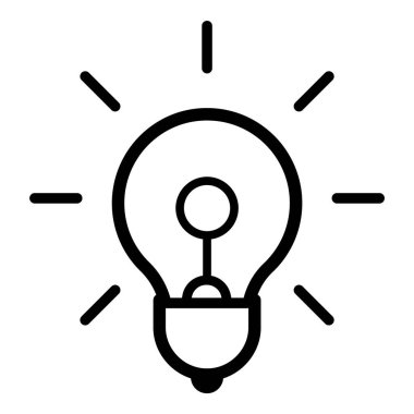 Ampul Fikri Ampulü Parlak Düz Simge Beyaz Arkaplanda İzole Edildi