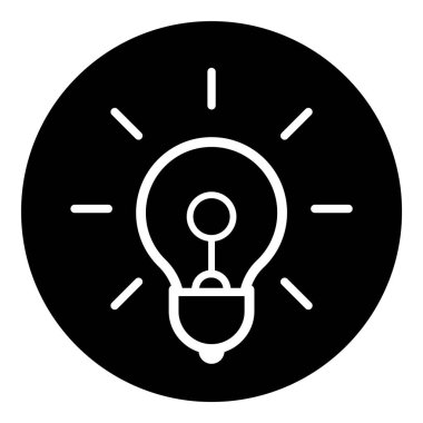 Ampul Fikri Ampul Düz Kabartma Simgesi Beyaz Arkaplanda İzole Edildi