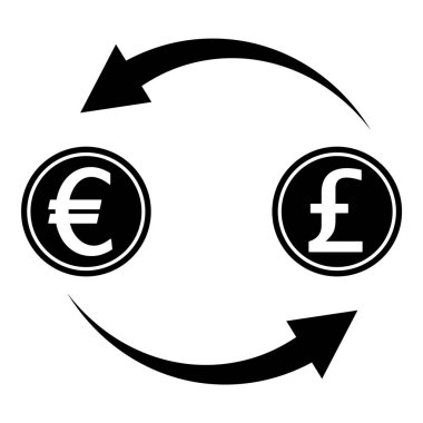 Euro Doları Pound Bitcoin Borsası Geri Dönüşüm Düz Simgesi Beyaz Arkaplanda İzole Edildi