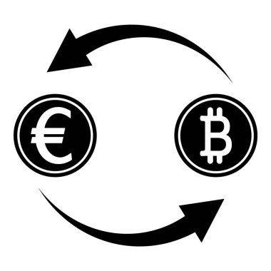 Euro Doları Pound Bitcoin Borsası Geri Dönüşüm Düz Simgesi Beyaz Arkaplanda İzole Edildi