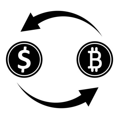 Euro Doları Pound Bitcoin Borsası Geri Dönüşüm Düz Simgesi Beyaz Arkaplanda İzole Edildi