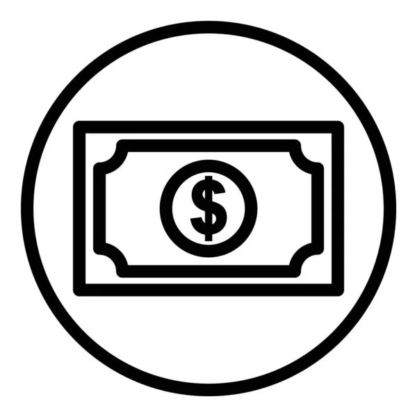 Billets Dollars Icône Plate Isolé Sur Fond Blanc — Image vectorielle