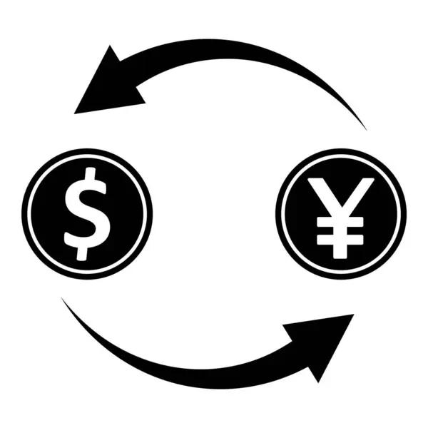 Euro Dollar Pound Yen Bitcoin Exchange Recyclage Plat Icône Isolé — Image vectorielle