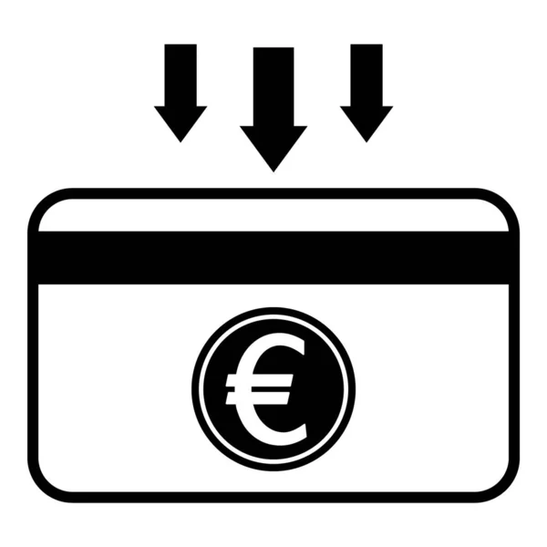Cartão Crédito Recarregar Euro Flat Icon Isolado Fundo Branco — Vetor de Stock